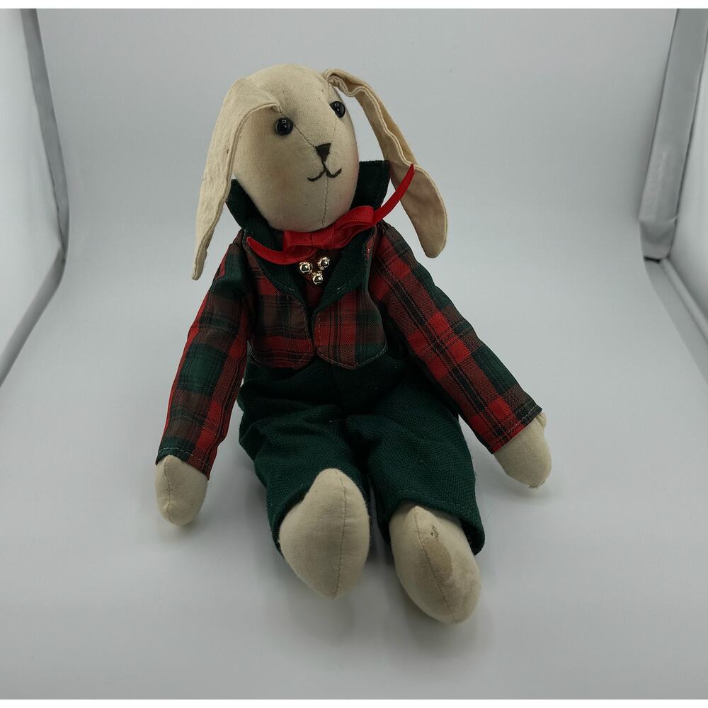 Vintage Christmas Bunny Victorian Doll Bunny Stuffed‎ Doll